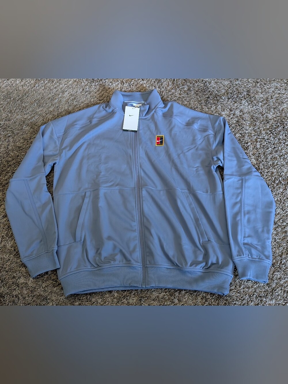 NWT Nike Court Heritage Tennis Loose Fit Blue Full Zip Performance Jacket Men M